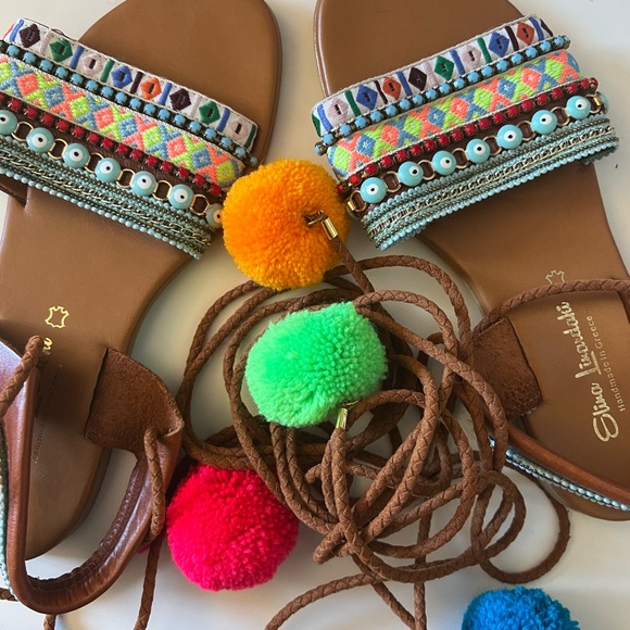 Elina Linardaki handmade Pom Pom sandals - Picture 3 of 6